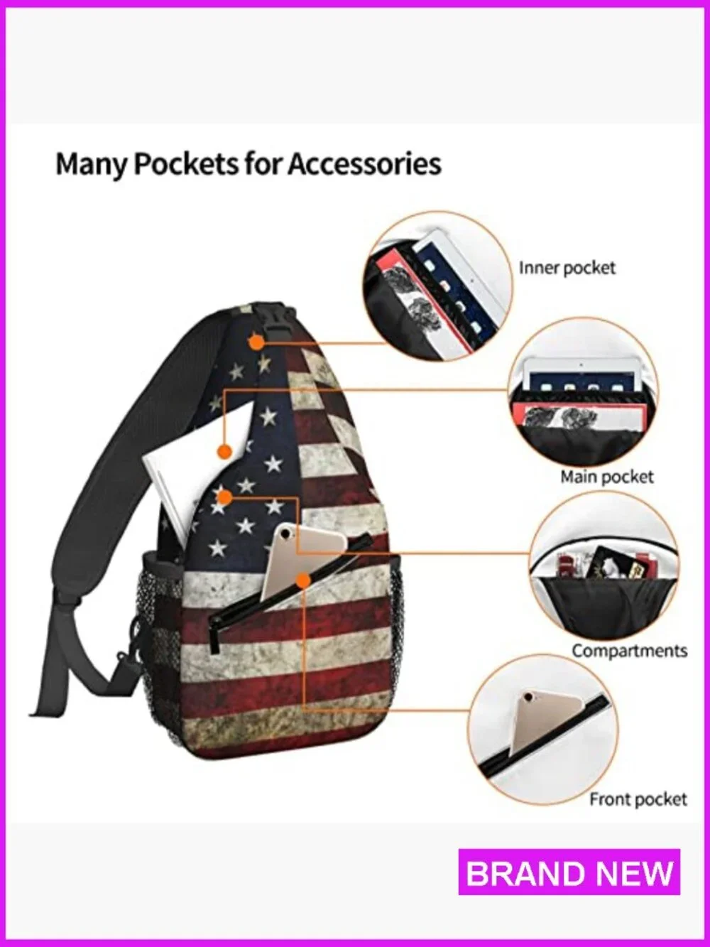 Sling Backpack Crossbody Chest Bag Travel Daypack Hiking Gym Shoulder Bag